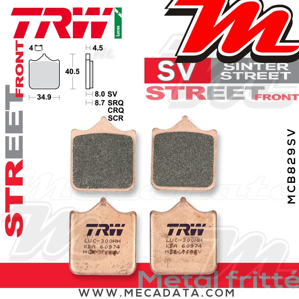 Plaquettes de frein Avant ~ TRW Lucas MCB 829 SV 