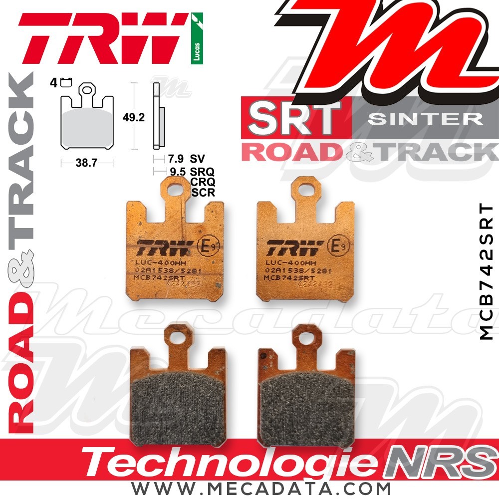 Plaquettes de frein Avant ~ TRW Lucas MCB 742 SRT 