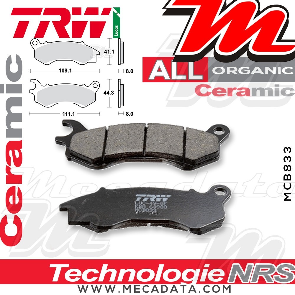 Plaquettes de frein Avant ~ TRW Lucas MCB 833 