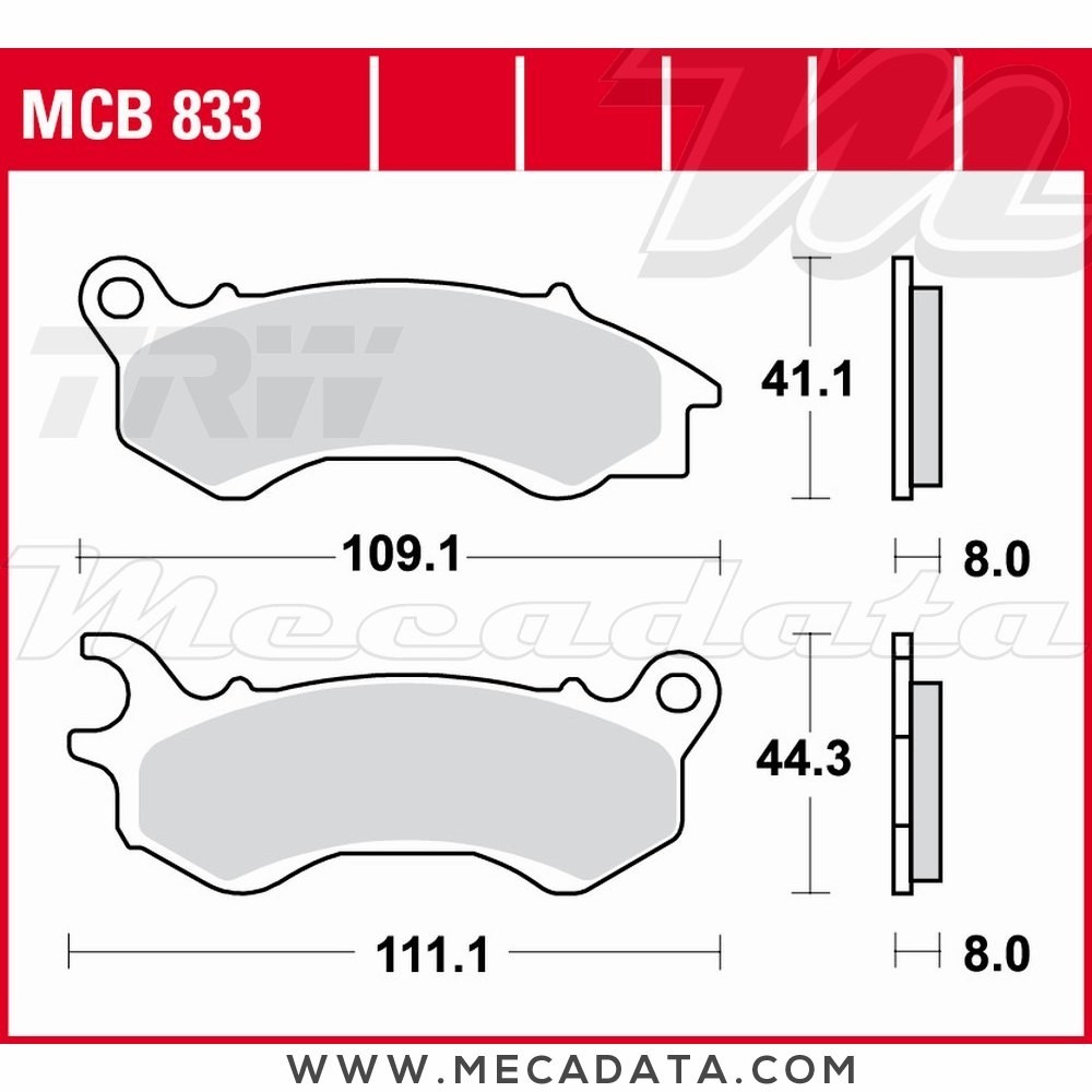 Plaquettes de frein Avant ~ TRW Lucas MCB 833 