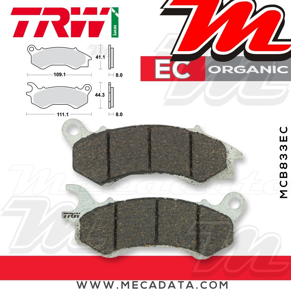 Plaquettes de frein Avant ~ TRW Lucas MCB 833 EC 