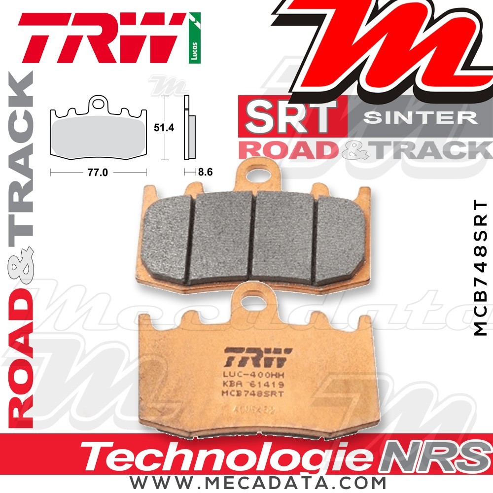 Plaquettes de frein Avant ~ TRW Lucas MCB 748 SRT 