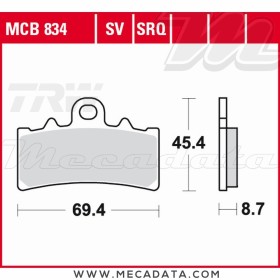 Plaquettes de frein Avant ~ TRW Lucas MCB 834 