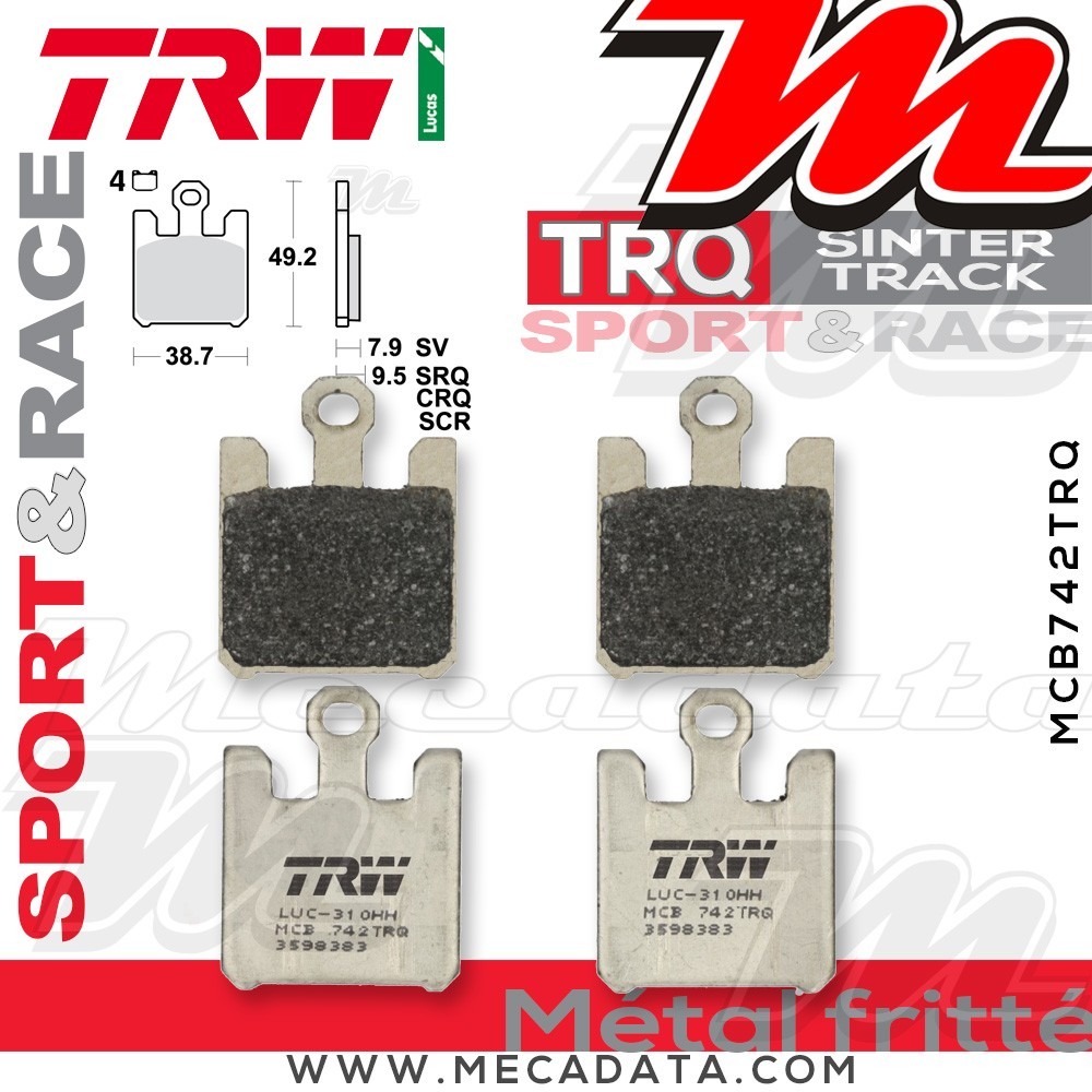 Plaquettes de frein Avant ~ TRW Lucas MCB 742 TRQ 