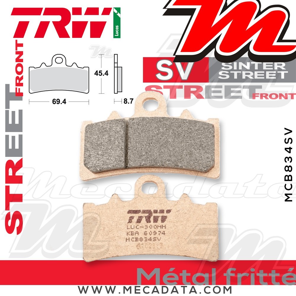 Plaquettes de frein Avant ~ TRW Lucas MCB 834 SV 