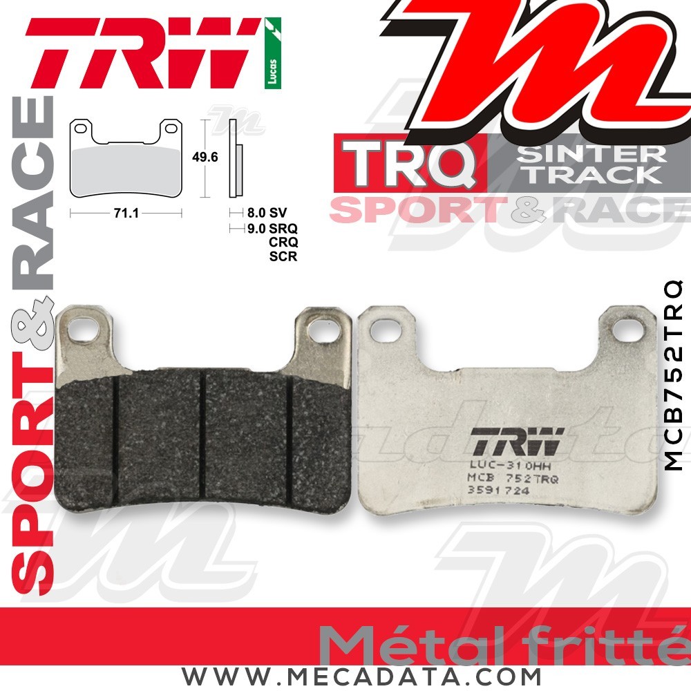 Plaquettes de frein Avant ~ TRW Lucas MCB 752 TRQ 