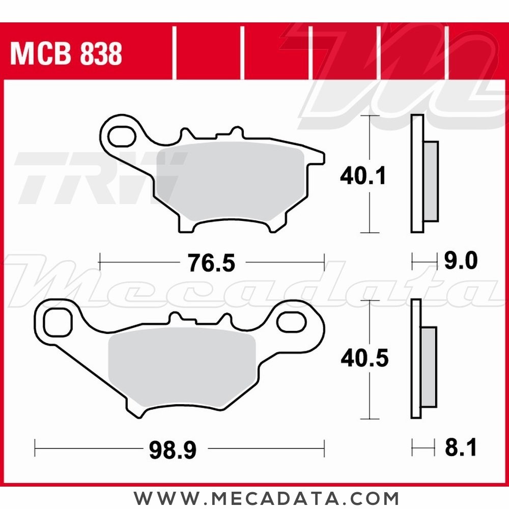 Plaquettes de frein Arrière ~ TRW Lucas MCB 838 