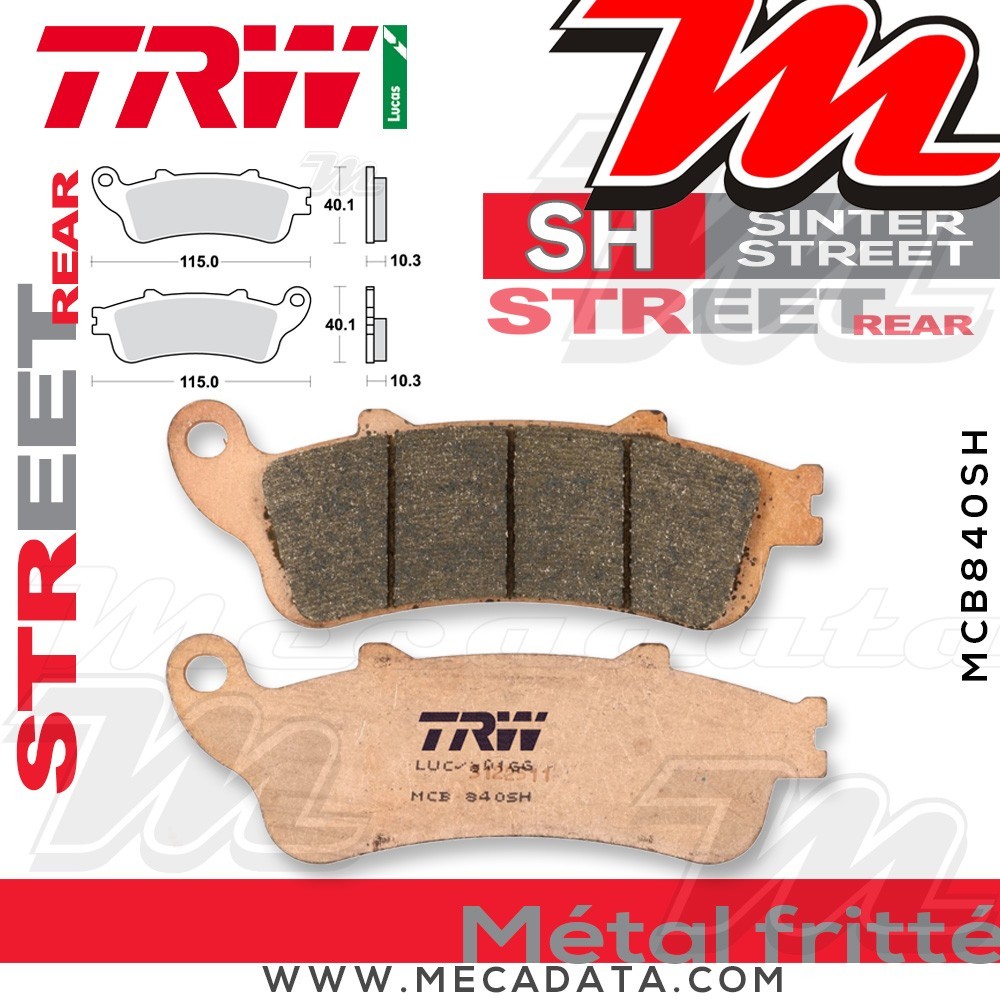 Plaquettes de frein Arrière ~ TRW Lucas MCB 840 SH 