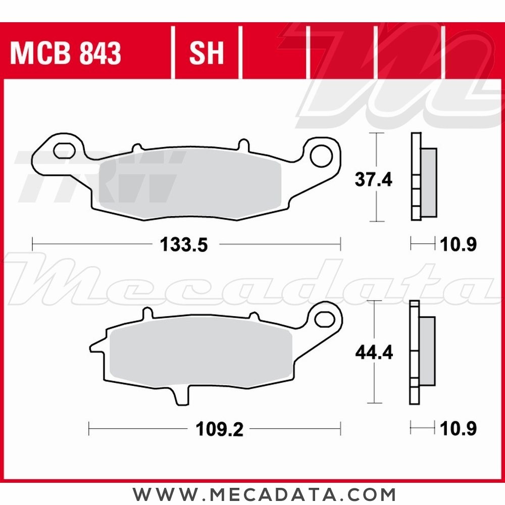 Plaquettes de frein Arrière ~ TRW Lucas MCB 843 SH 
