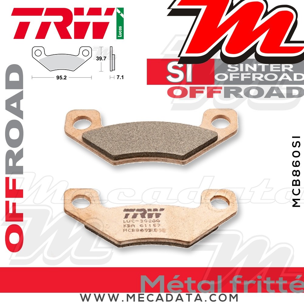 Plaquettes de frein Arrière ~ TRW Lucas MCB 860 SI 