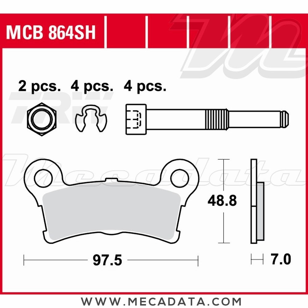 Plaquettes de frein Arrière ~ TRW Lucas MCB 864 SH 