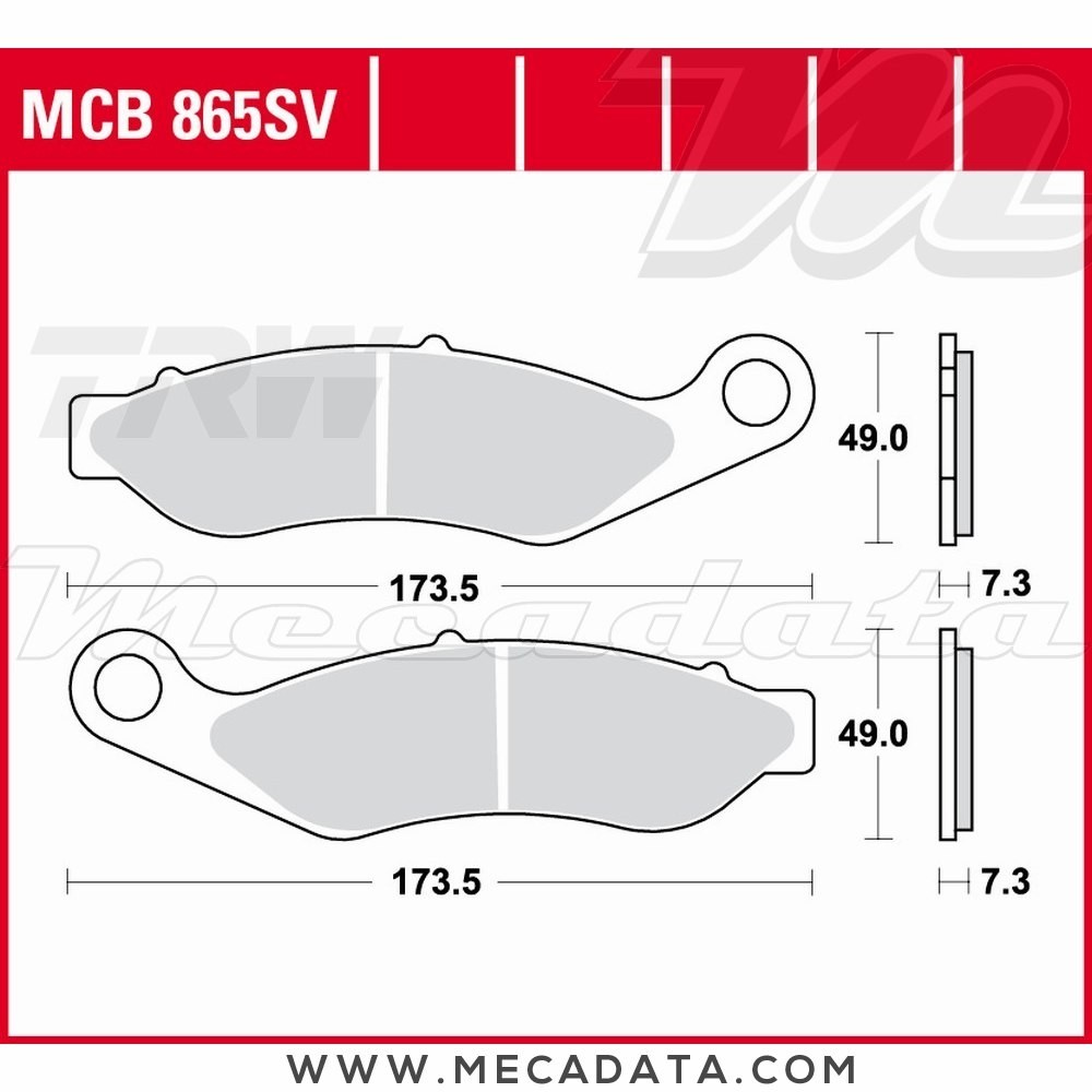 Plaquettes de frein Arrière ~ TRW Lucas MCB 865 SV 