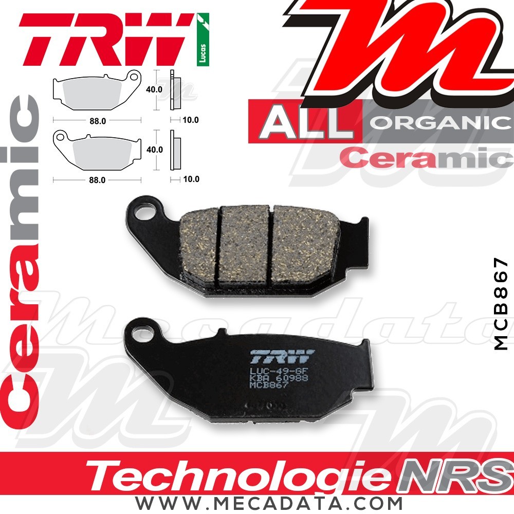 Plaquettes de frein Arrière ~ TRW Lucas MCB 867 