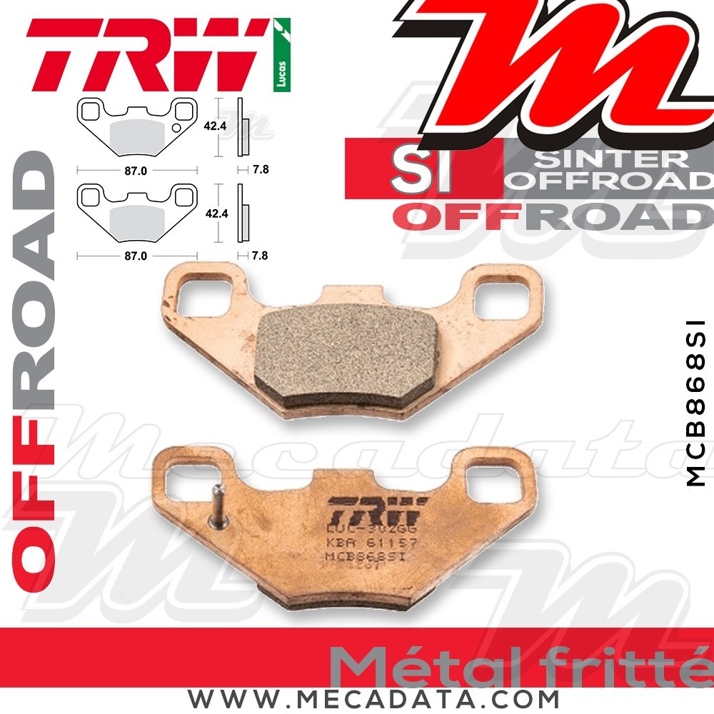Plaquettes de frein Arrière ~ TRW Lucas MCB 868 SI 