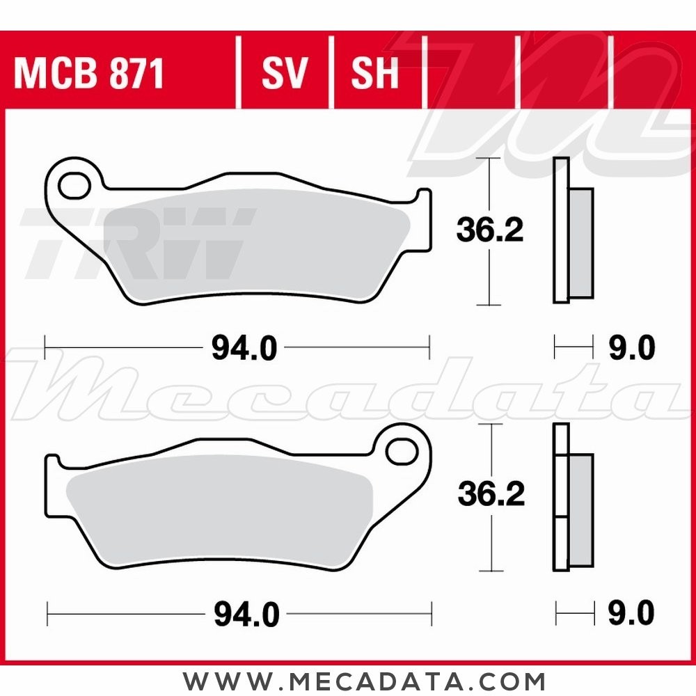 Plaquettes de frein Arrière ~ TRW Lucas MCB 871 SH 