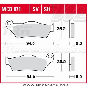 Plaquettes de frein Arrière ~ TRW Lucas MCB 871 SV 