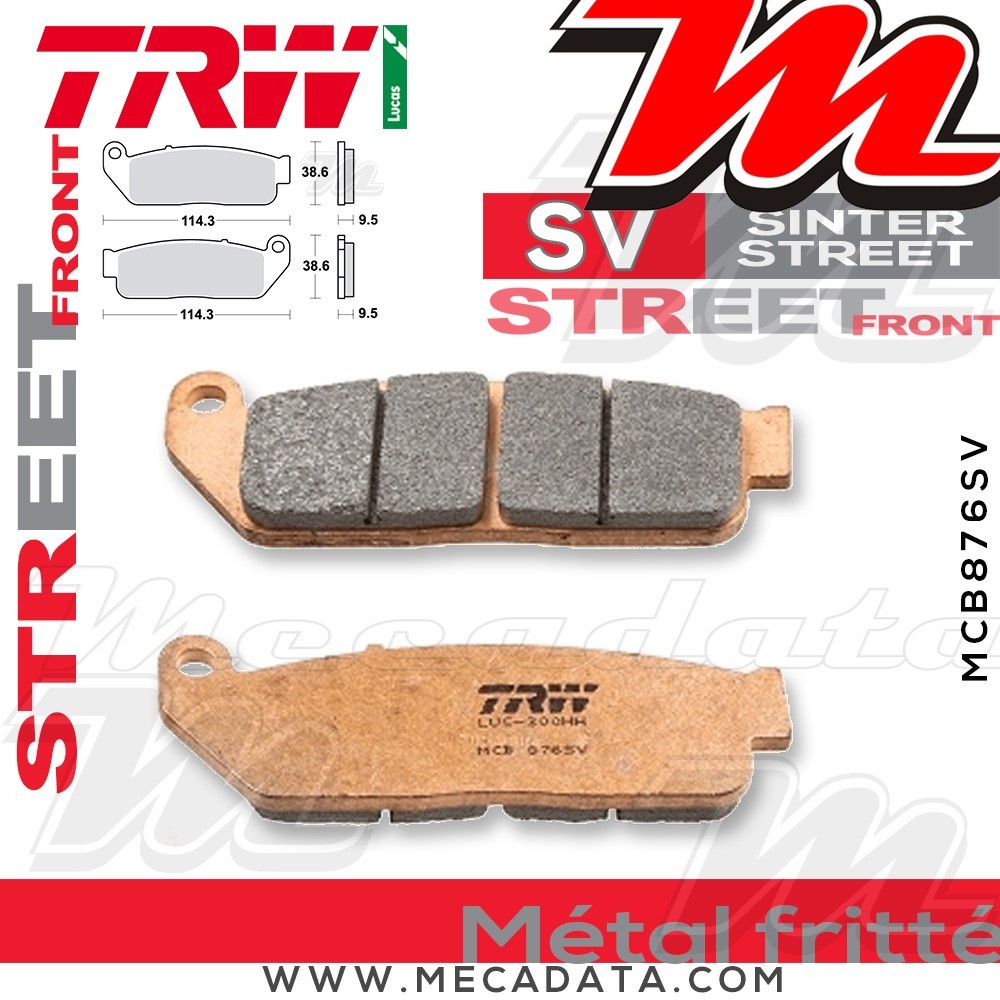 Plaquettes de frein Arrière ~ TRW Lucas MCB 876 SV 