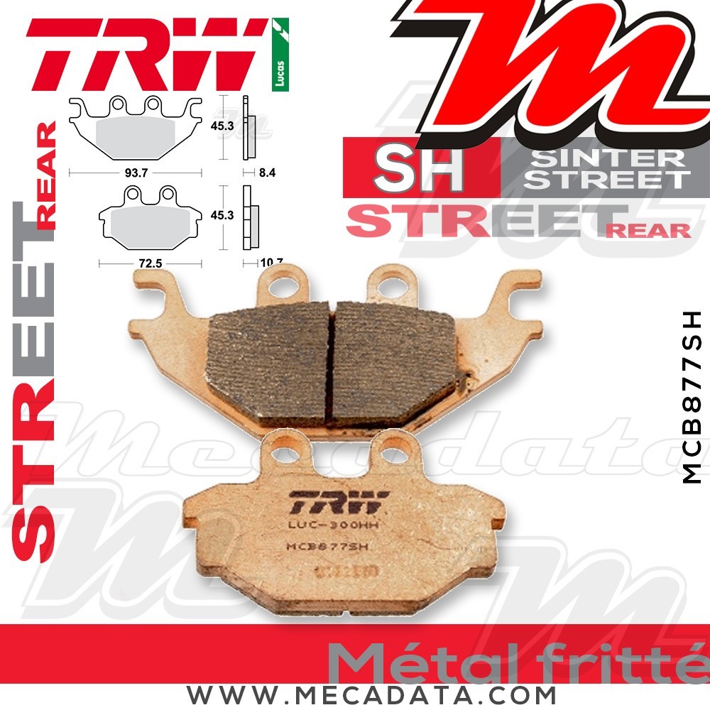 Plaquettes de frein Arrière ~ TRW Lucas MCB 877 SH 