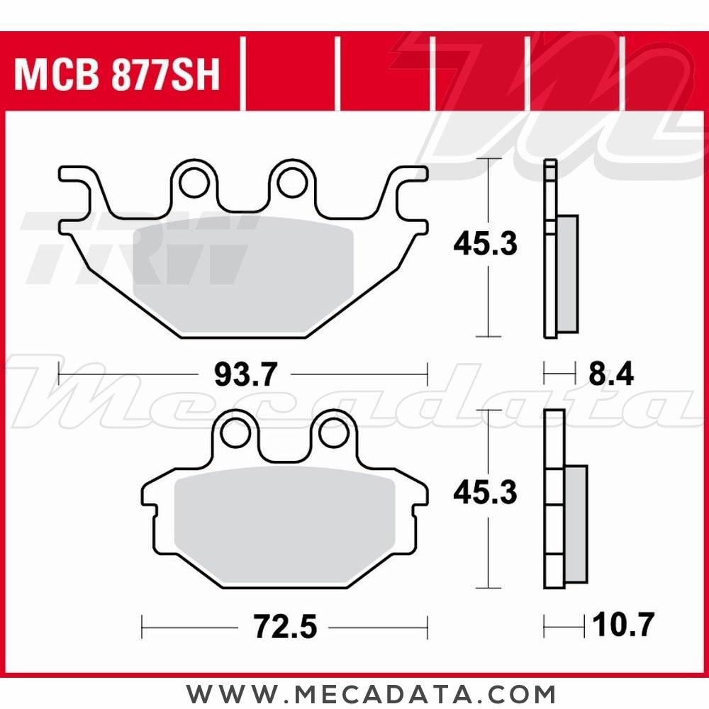 Plaquettes de frein Arrière ~ TRW Lucas MCB 877 SH 