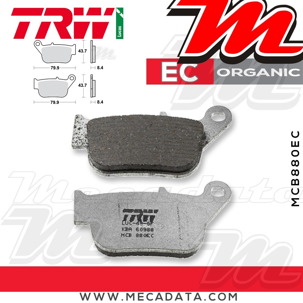 Plaquettes de frein Arrière ~ TRW Lucas MCB 880 EC 
