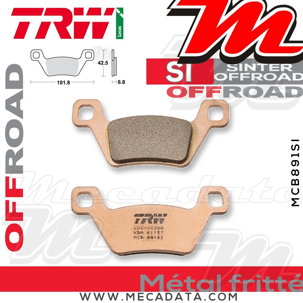 Plaquettes de frein Arrière ~ TRW Lucas MCB 891 SI 