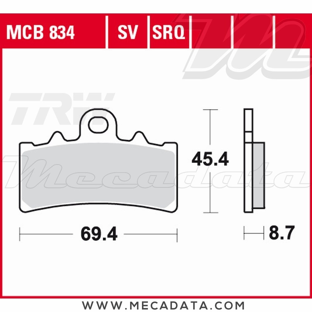 Plaquettes de frein Avant ~ TRW Lucas MCB 834 TRQ 