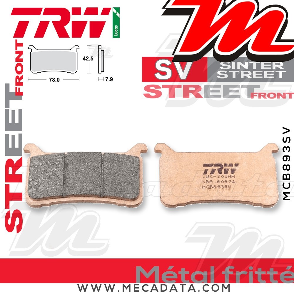 Plaquettes de frein Avant ~ TRW Lucas MCB 893 SV 