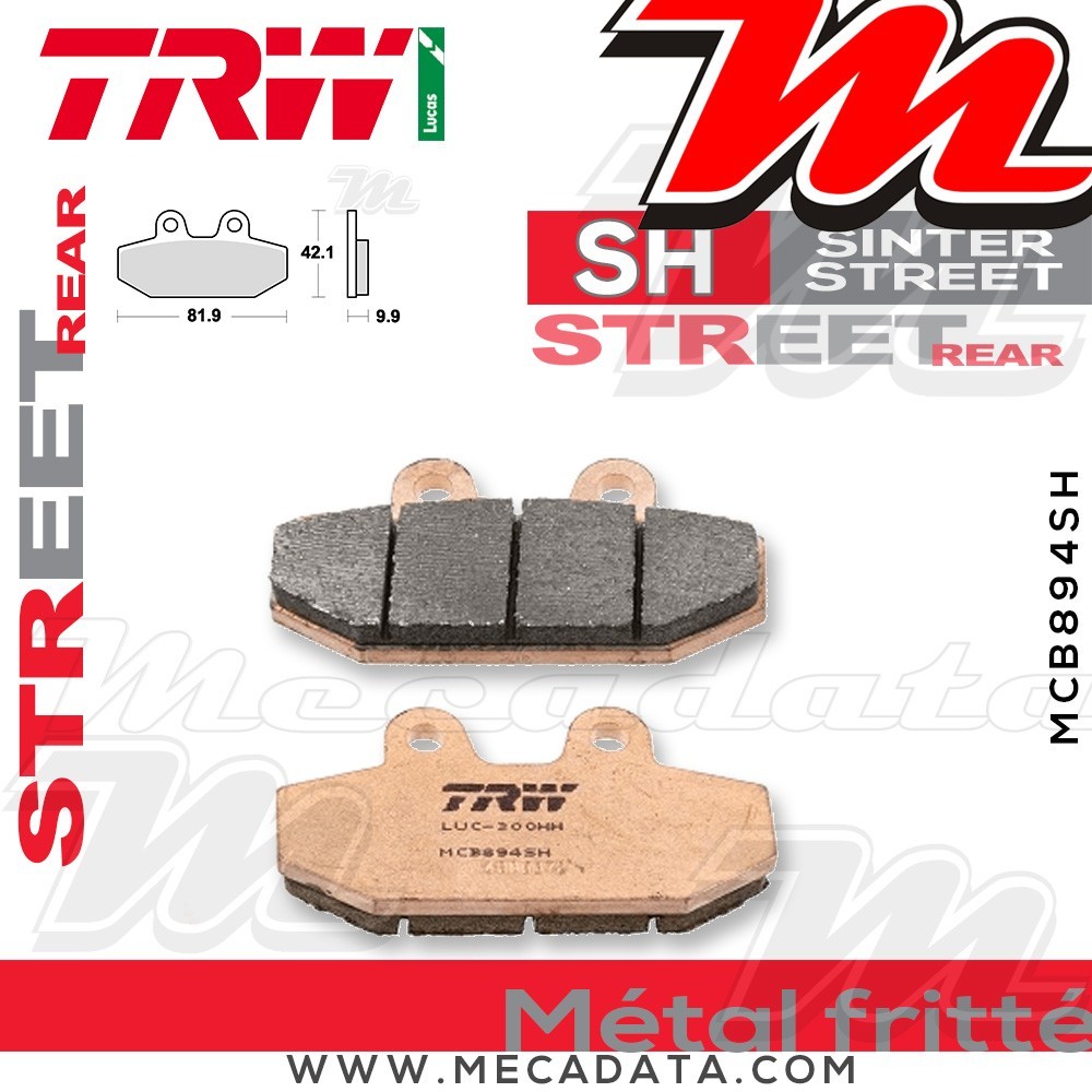 Plaquettes de frein Arrière ~ TRW Lucas MCB 894 SH 