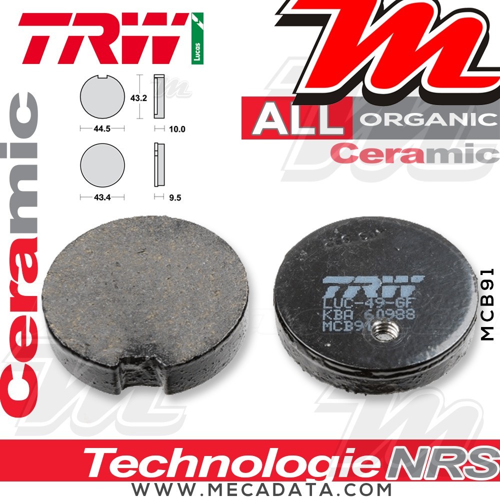 Plaquettes de frein Avant ~ TRW Lucas MCB 91 