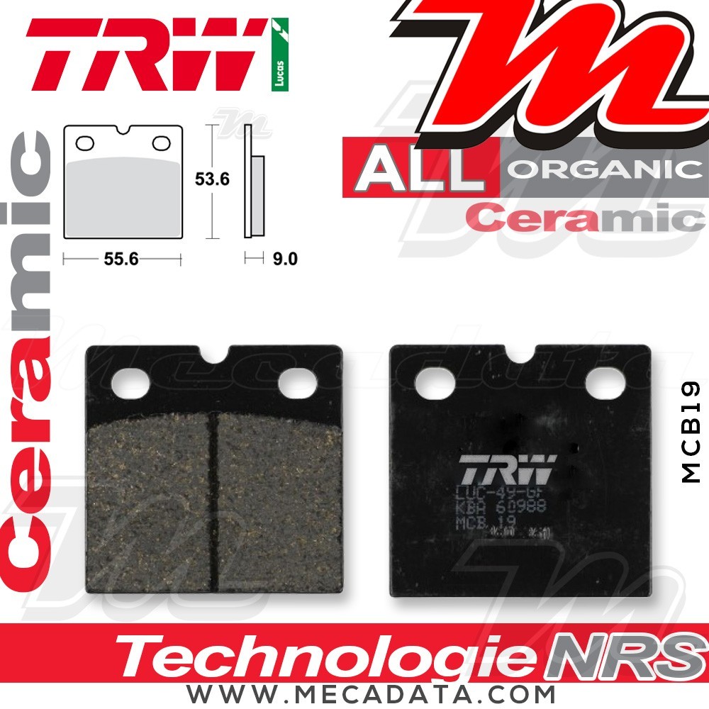 Plaquettes de frein Arrière ~ TRW Lucas MCB 19 