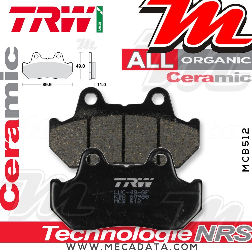 Plaquettes de frein Arrière ~ TRW Lucas MCB 512 
