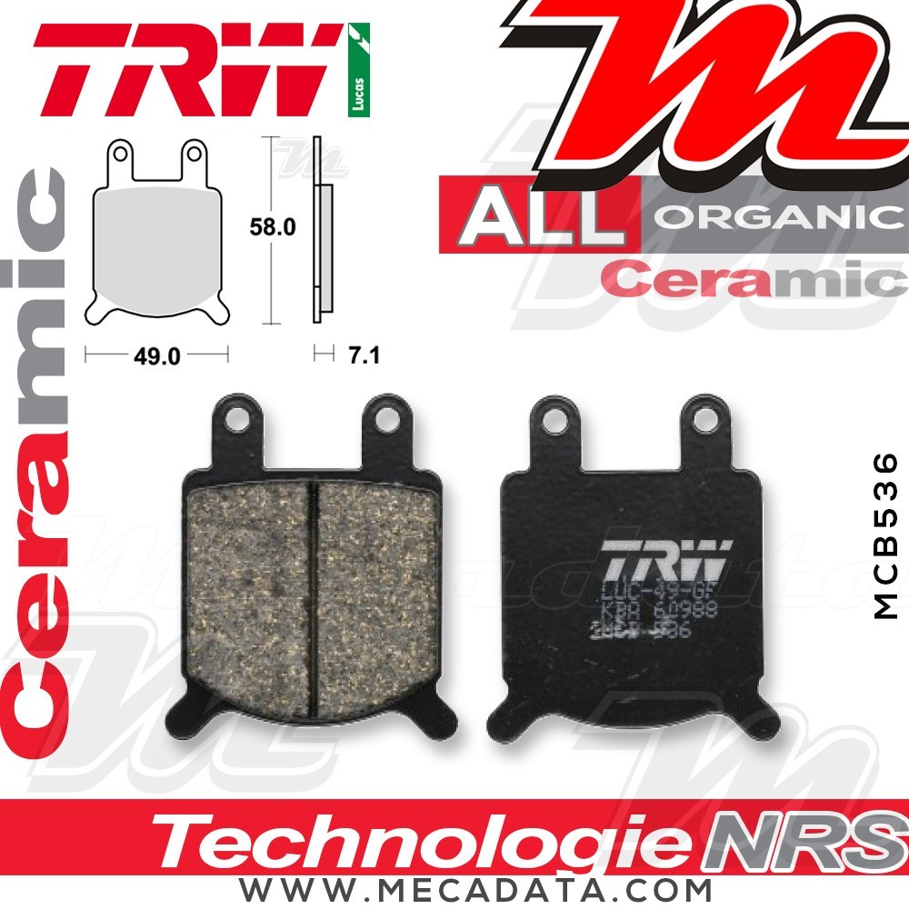 Plaquettes de frein Arrière ~ TRW Lucas MCB 536 