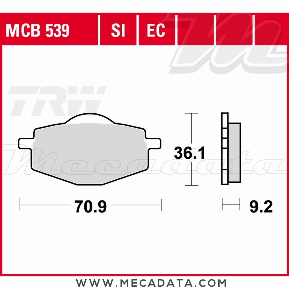 Plaquettes de frein Arrière ~ TRW Lucas MCB 539 SI 