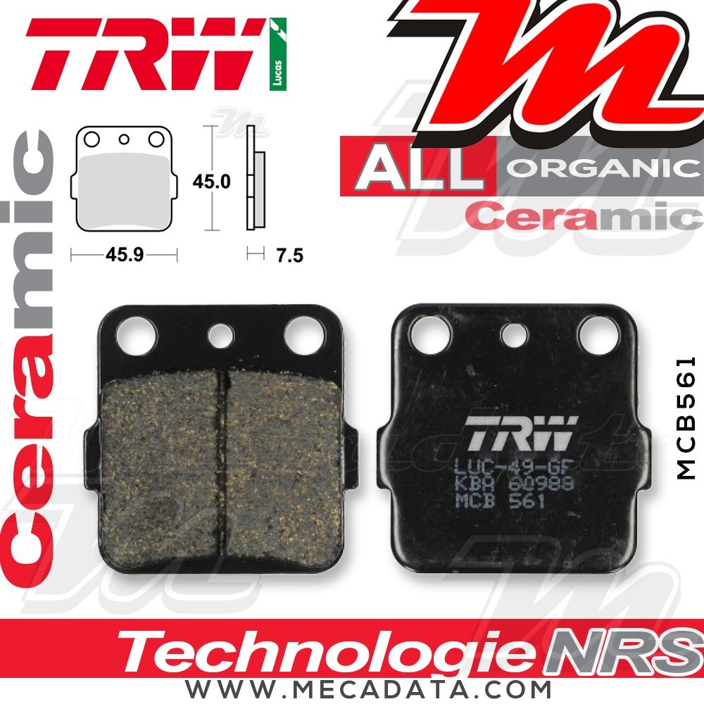 Plaquettes de frein Arrière ~ TRW Lucas MCB 561 