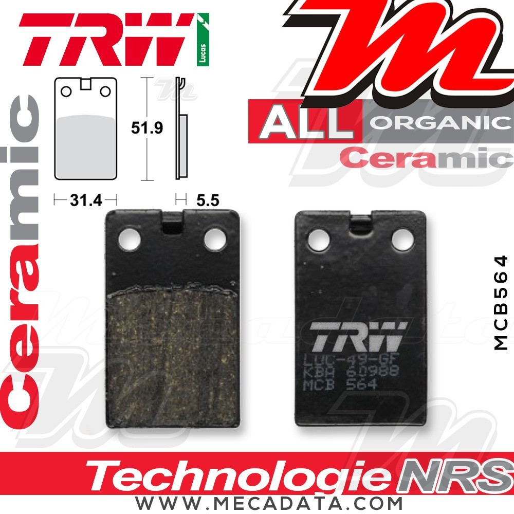 Plaquettes de frein Arrière ~ TRW Lucas MCB 564 