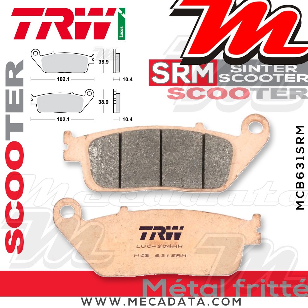Plaquettes de frein Arrière ~ TRW Lucas MCB 631 SRM 