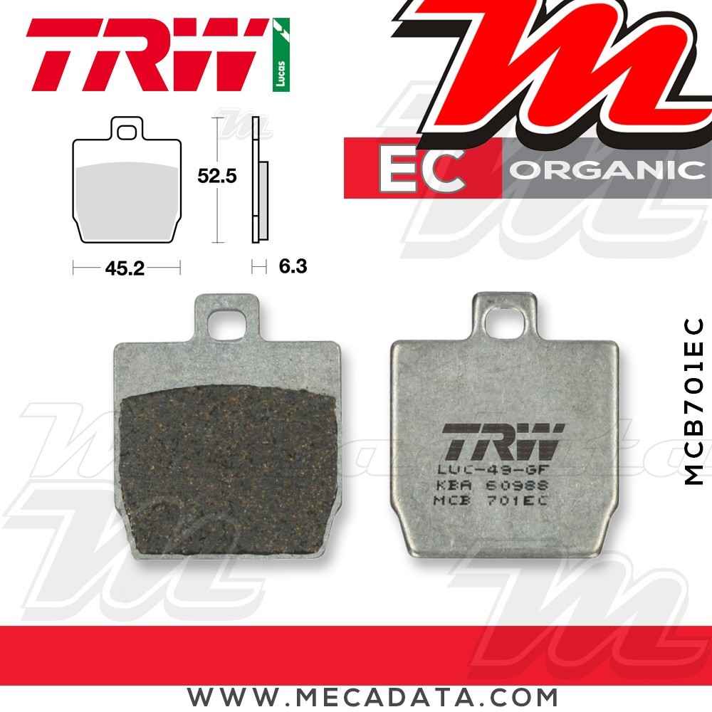Plaquettes de frein Arrière ~ TRW Lucas MCB 701 EC 