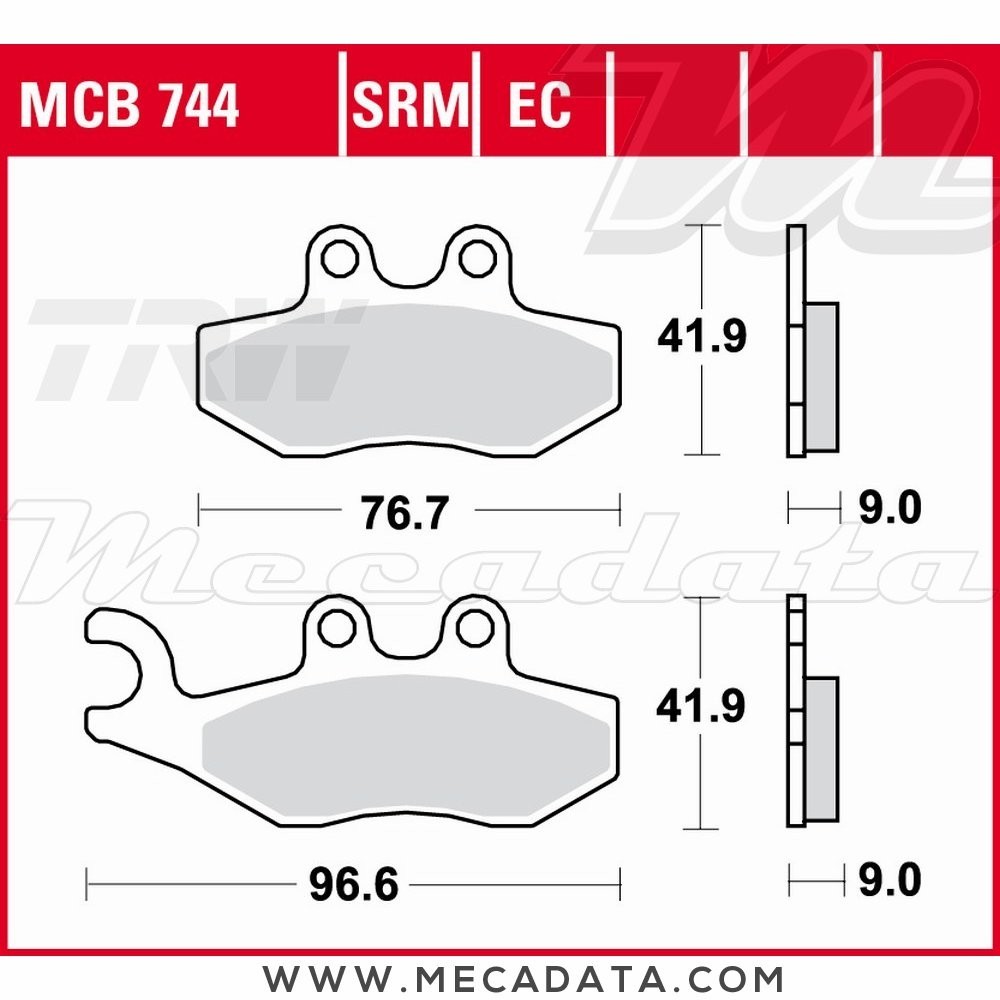 Plaquettes de frein Arrière ~ TRW Lucas MCB 744 SRM 