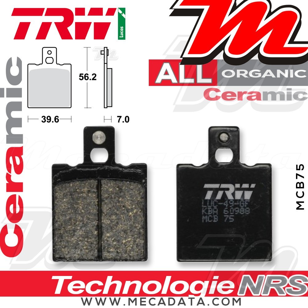 Plaquettes de frein Arrière ~ TRW Lucas MCB 75 