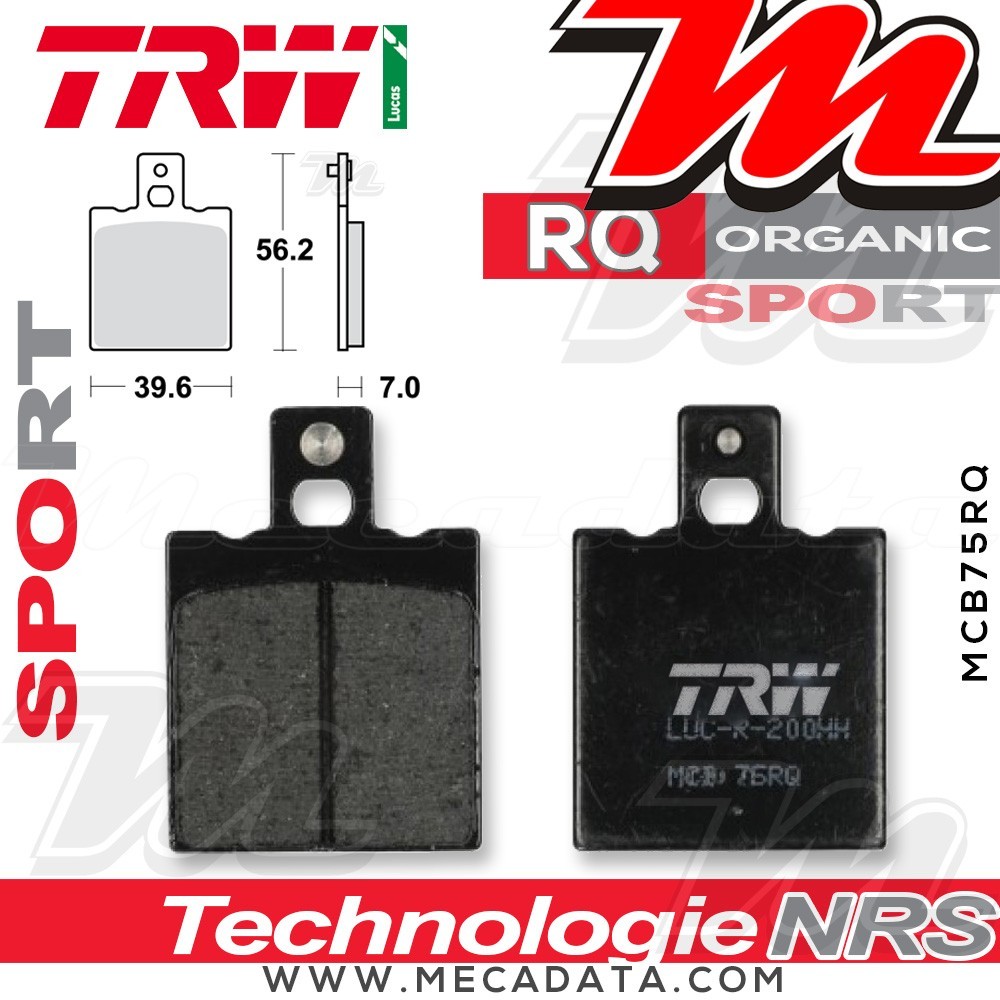 Plaquettes de frein Arrière ~ TRW Lucas MCB 75 RQ 