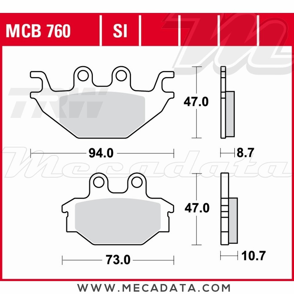 Plaquettes de frein Arrière ~ TRW Lucas MCB 760 