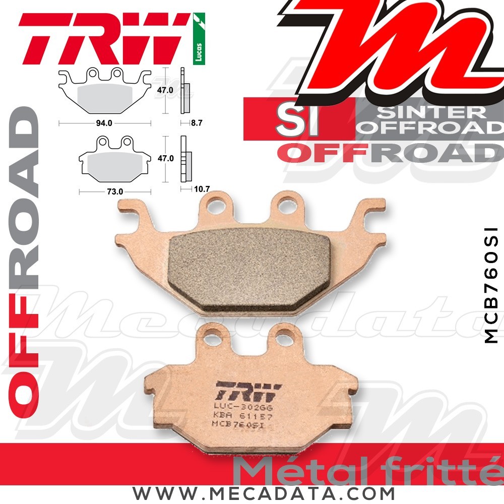 Plaquettes de frein Arrière ~ TRW Lucas MCB 760 SI 