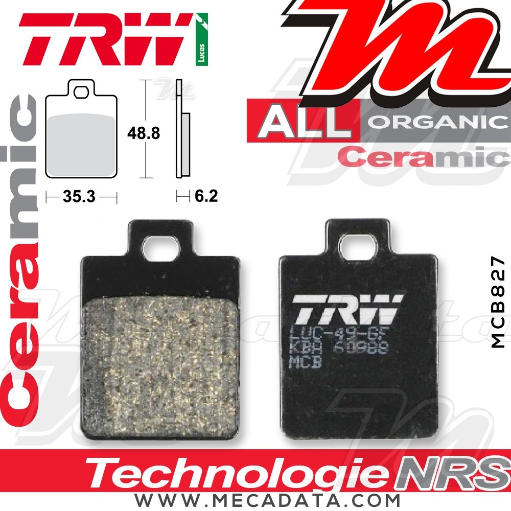 Plaquettes de frein Arrière ~ TRW Lucas MCB 827 