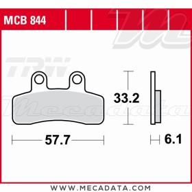 Plaquettes de frein Arrière ~ TRW Lucas MCB 844 