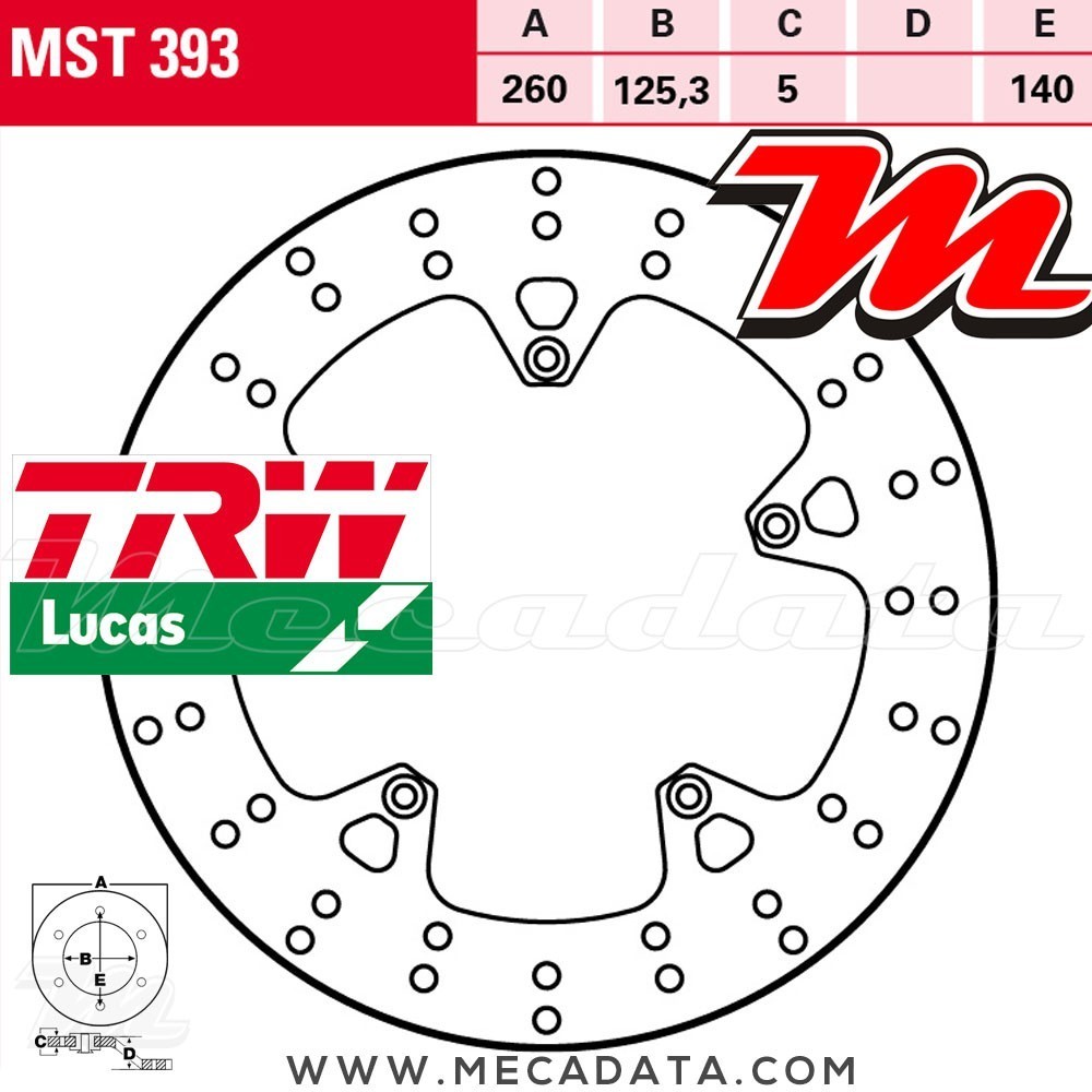 Disque de frein Avant ~ TRW Lucas MST 393 ALL 