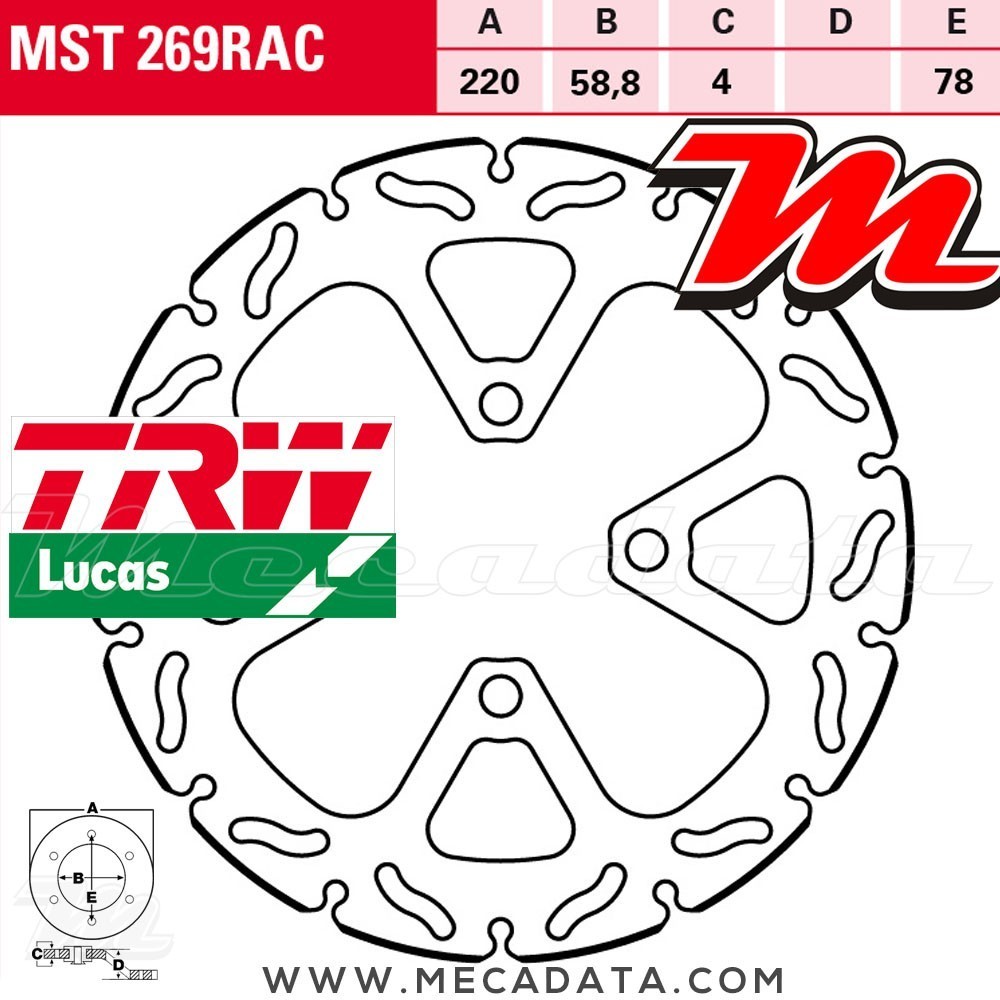 Disque de frein Avant ~ TRW Lucas MST 269 RAC 