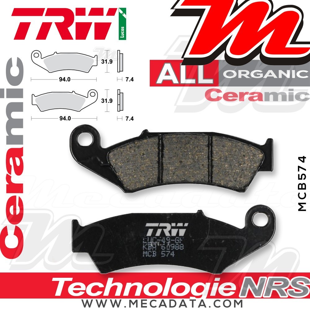 Plaquettes de frein Avant ~ Honda XLR 125 R JD16 1998-1999 ~ TRW Lucas MCB 574 