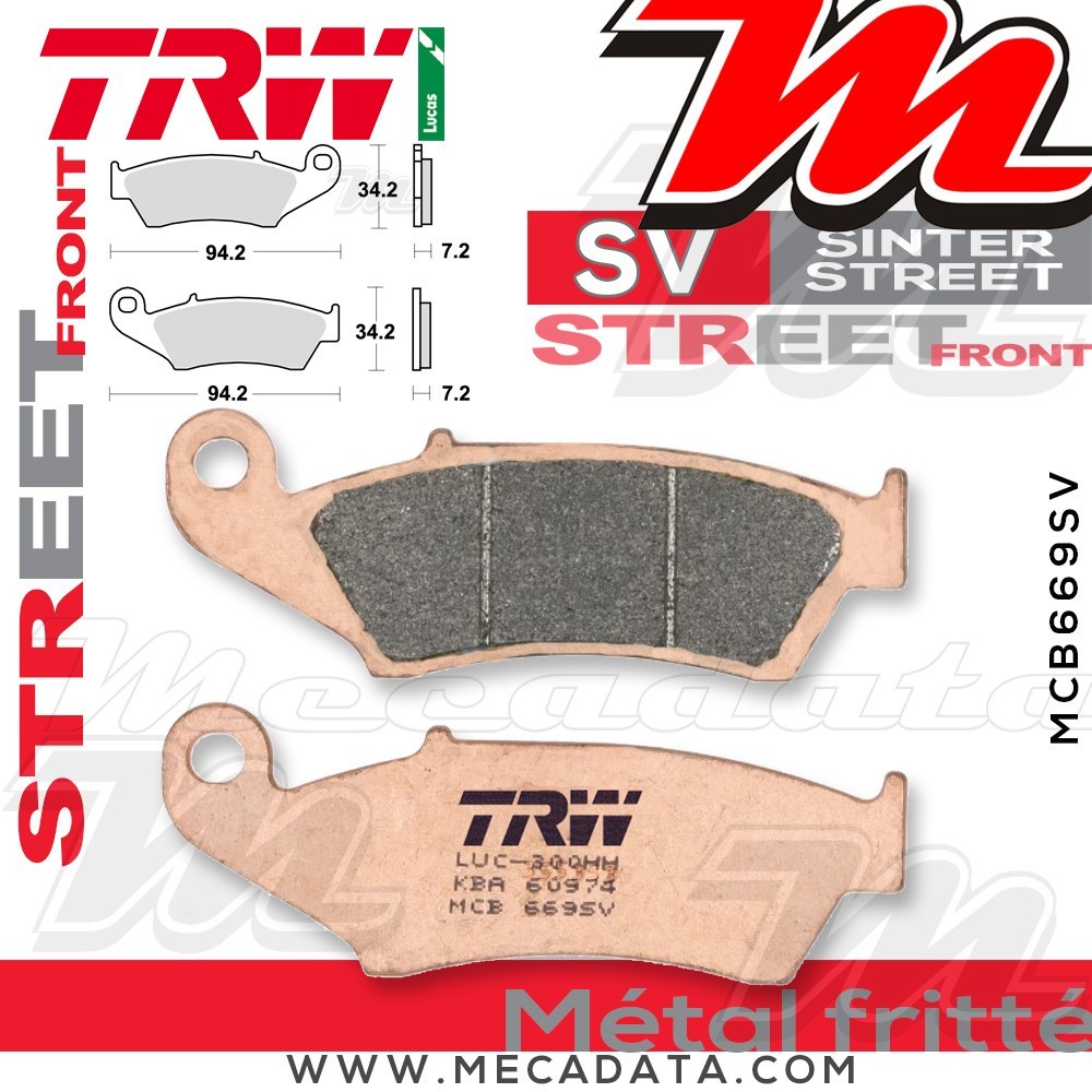 Plaquettes de frein Avant ~ Honda XR 125 L JD19 2003-2008 ~ TRW Lucas MCB 669 SV 