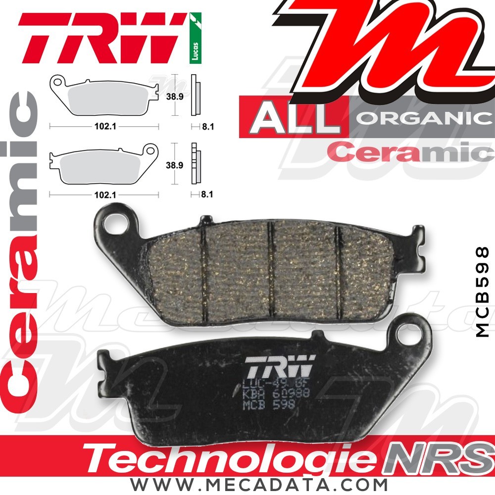 Plaquettes de frein Avant ~ Honda CB 600 F Hornet PC36 2002-2006 ~ TRW Lucas MCB 598 