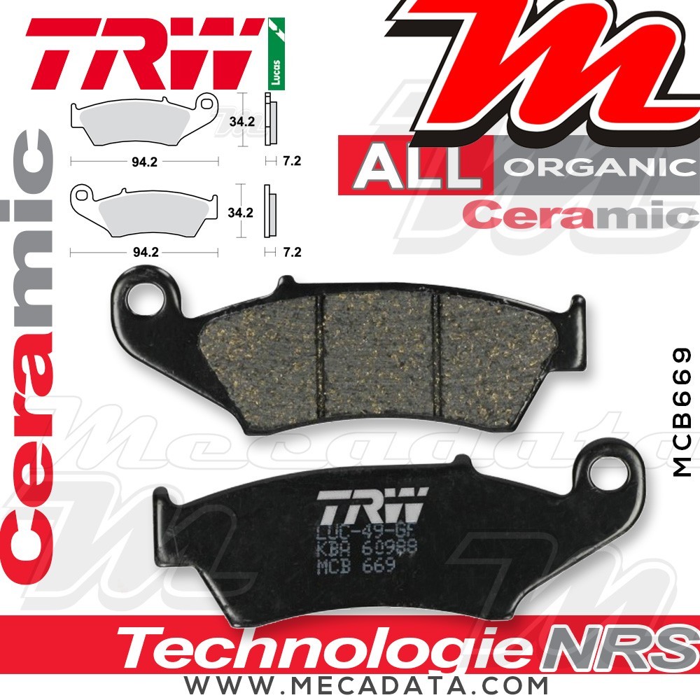 Plaquettes de frein Avant ~ Honda XRV 750 Afrika Twin RD07 1993-2003 ~ TRW Lucas MCB 669 